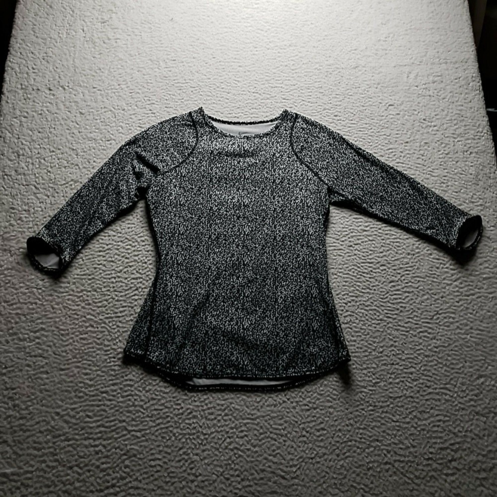 Nike Dri-FIT Shirt Womens Medium Black Animal Print Long Sleeve Stretch Top